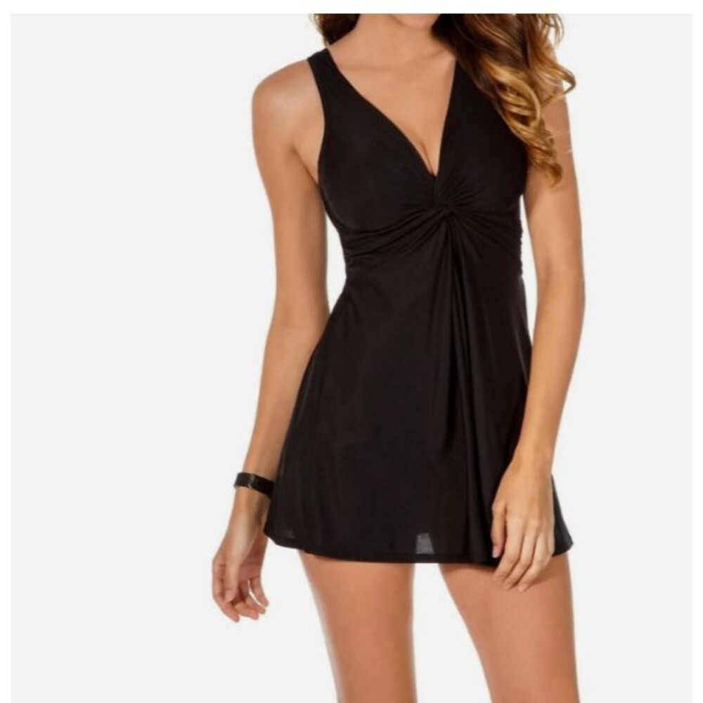 Miraclesuit Marais One Piece Swimdress Black Sz 12 - Picture 2 of 11